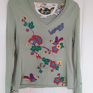 Embroidered long sleeve top